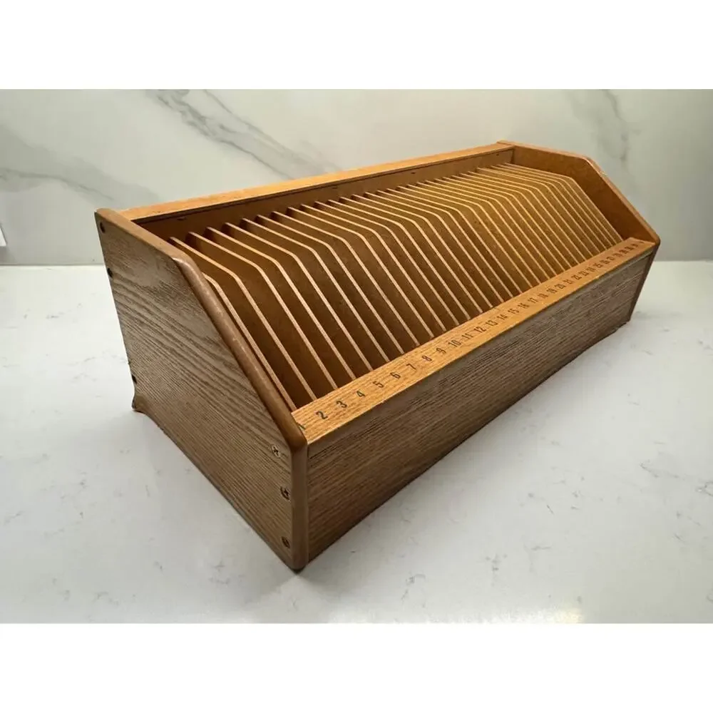 Vintage 31 Day Wood Monthly Bill Letter Sorter Desk Top Organizer
